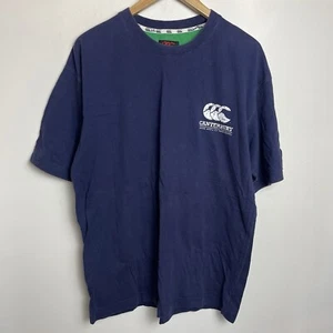 Canterbury Rugby Shirt Mens Medium Navy Blue Logo Short Sleeve Cotton League - Picture 1 of 10