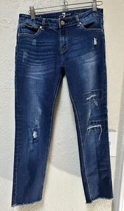 7 For All Mankind Josefina Skinny Boyfriend Distressed Jeans Girls Size 14 25.5L - Picture 1 of 8