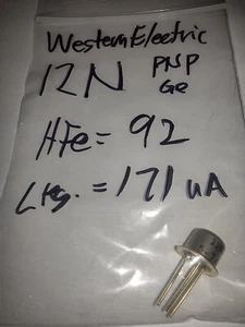 Transistor de germanio Western Electric 12N PNP/Hfe -92/Lkg-171uA/NOS/paquete P6/Fuzz - Imagen 1 de 3
