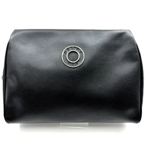 CELINE Pouch Circle Logo Leather Black Clutch Purse Authentic - Picture 1 of 19