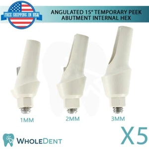 5x Angulated Anatomic Temporary Peek Abutment 15° Dental Tool Int Hex - Bild 1 von 6