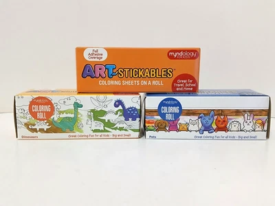Art Stickables - Coloring Sheets on a Roll (Lot of 3 Full Adhesive) NEW For Kids - Image 1 of 4
