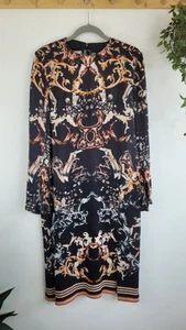 Karen Millen Black Satin Crepe Mint Baroque Woven Maxi Dress ~ Uk 14 BNWT  - Picture 1 of 13