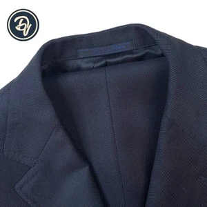 Mens 44 R ISAIA Navy Blue Micro Knit Patch Pocket Super 110's Wool Suit Italy - Picture 1 of 23