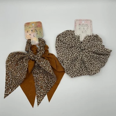 BUNDLE Altar'd State Leopard Amber Stellar Scrunchie Bow Hair Tie Accessory NWT - Image 1 of 4