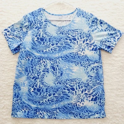 T-Shirt Size L Blue Whimsycore Y2K Festival Coastal Cowgirl Nautical Cruise Chic - Image 1 of 4