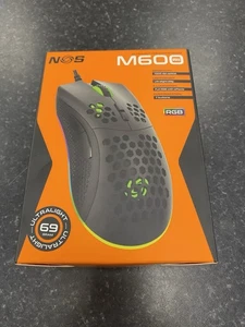 NOS Ultralight RGB Gaming Mouse M600 7200 DPI Optical 69g Blackfor PC or Laptop - Picture 1 of 2