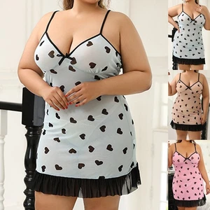 Plus Size 20-28 Womens Lace Nightdress Lingerie Nightie Underwear Sleepwear Robe - Picture 1 of 19