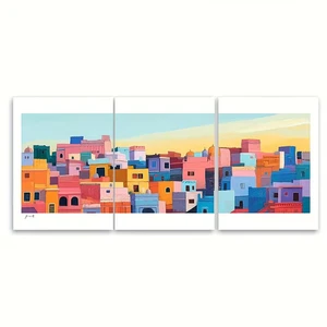 3pcs Vibrant Jodhpur Sunset Metal Print Ready to Hang Art - Picture 1 of 7