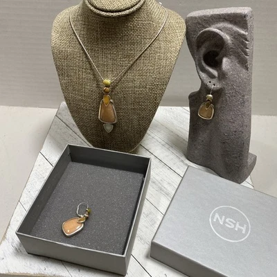 Nuevo en Paquete Home Shopping Network Collar y Pendientes de Piedra Whitney Kelly de Plata Esterlina Foto 1 de 4