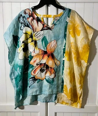 LOVELY  Chico's "ARTSY Flower Splash" Lightweight Cape Jacket- Size S/M  NEW - Image 1 of 2