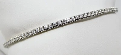 18 克拉白金 Pavè 钻石永恒铰边手镯手链 7 1/2 B6784 — 第 1/4 张图片