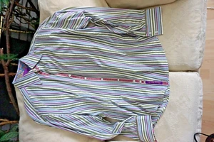 Robert Graham different long color Pattern Flip Cuff Long Sleeve Men XL Shirt - Picture 1 of 5