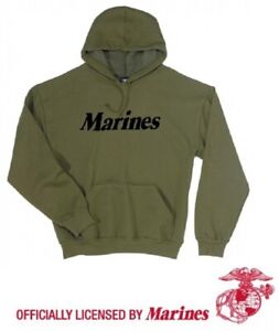 US Marines Hooded Sweatshirt Jumper Sports Hoody Usmc Shirt Olive Larg