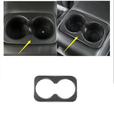 Cubierta de marco de panel portavasos de agua trasero de fibra de carbono para Jeep Grand Cherokee Foto 1 de 4