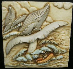 PICTURESQUE TILE FIGURINES HARMONY KINGDOM NOAH'S PARK WHALE WATCH NUMBERED 47 - Picture 1 of 7