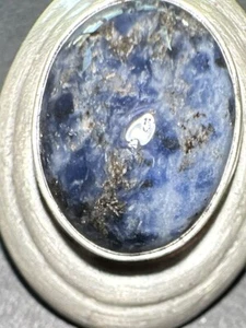 Dije de piedra azul colgante de plata esterlina .925 vintage Taxco México - Imagen 1 de 7