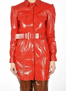 Authentic DROMe Leather Belted Single Breasted Coat size S - Picture 1 of 6