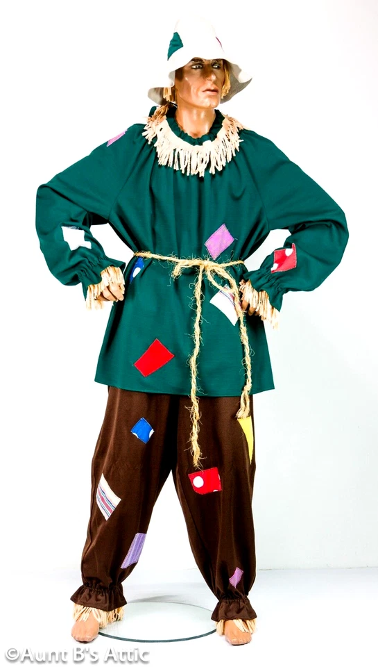 Disfraz de Espantapájaros Adulto Hecho a Mano 5 Piezas Br Pantalones Gr Camisa Cuello Cinturón y Sombrero XL-XXL Foto 1 de 4