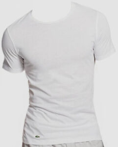 $55 Lacoste Undershirt Men White Slim Fit Cotton Crew-Neck T-Shirt XL *DAMAGED*