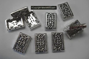 3 Strand SILVER PLT Zinc necklace bracelet spacer bars 10 pieces FPS148 - Picture 1 of 5