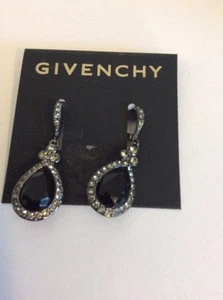 $48 Givenchy Hemitate Tone Black Teardrop  Earrings #329 C GE - Picture 1 of 3