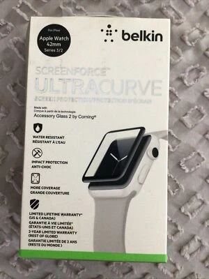 BELKIN SCREENFORCE ULTRACURVE FOR APPLE WATCH SERIES 3 2 42MM GLASS NEW F8W918TT - Image 1 of 2