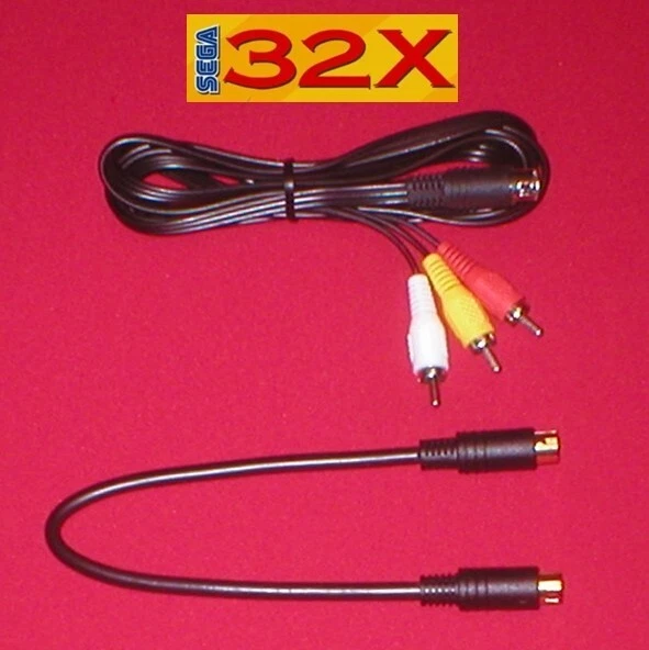 Sega 32X AV Cable & GOLD 8 PIN Link Data for Sega Genesis 2 Console System NEW - Image 1 of 4