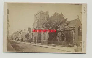 CDV c1875 Lewes St Thomas à Becket Church Cliffe Shops Reeves Photographer - Picture 1 of 2