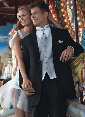 Black Perry Ellis Groove Tuxedo Jacket with Pant Option - Multiple sizes - Image 1 of 4