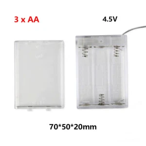 3 x AA Battery Holder Box Case 4.5V Transparent Enclosed With On/Off Switch LED - Zdjęcie 1 z 5