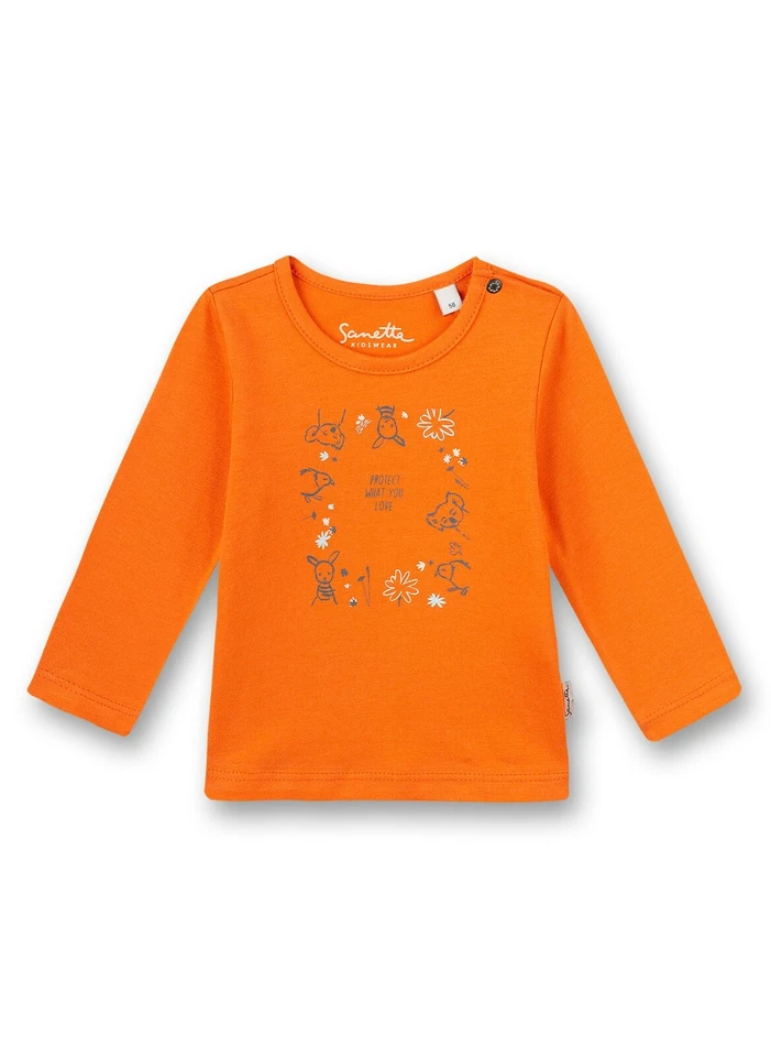 Animales - Camiseta De Manga Larga, Naranja 115096 De Sanetta Talla 74 BIO - Imagen 1 de 1