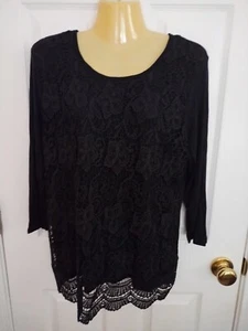Nuevo con etiquetas Top Studio West Apparel de encaje negro para mujer - talla pequeña grande - Imagen 1 de 3