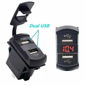 Voltímetro de panel LED para enchufe de enchufe de enchufe de cargador USB doble de 12 V para automóvil camión - Imagen 1 de 10
