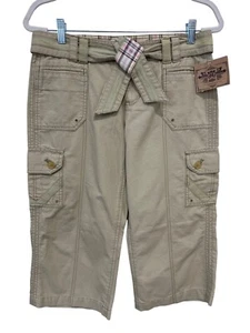 Y2K Route 66 Cargo Capri Pants Size 5/6 Tan Beige Outdoor Hiking Gorpcore NEW - Picture 1 of 7