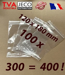 LOT 100 sachet zip pochette pochon plastique 120x180 12x18 qualite alimentaire f - Imagen 1 de 1