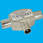 2 Way Radio TV RF Cable T Splitter, Male to 2x Female Socket Connectors