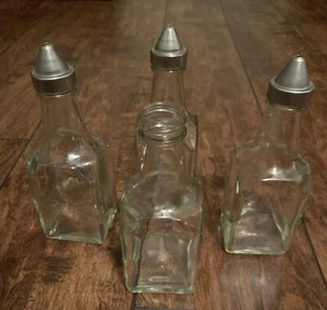 Set of 4 Vintage Bloomfield Oil & Vinegar Cruets Metal Top - Picture 1 of 4