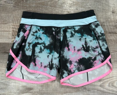 Ivivva By Lululemon Shorts Girls Size 12 Digital Dye Blue Pink Lined Running - Image 1 of 4