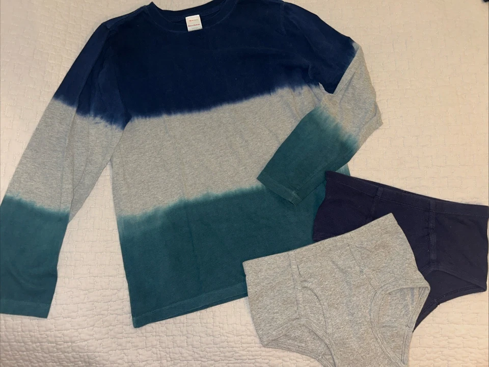 Camisa Hanna Andersson Niños Ombré Fade 150 Azul Manga Larga Algodón 2 Parte Inferior Gratis Foto 1 de 4