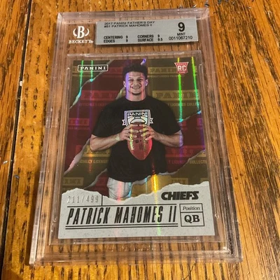 2017 Panini Father’s Day #51 Patrick Mahomes II RC /499 BCG 9 Numbered Rookie - Image 1 of 3