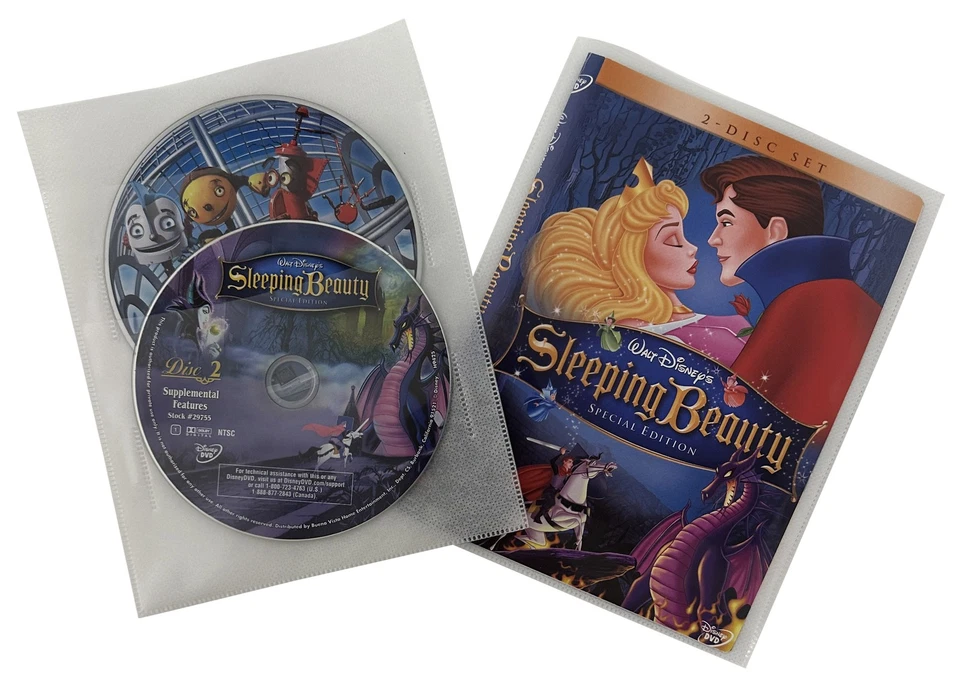 Lote de 2 discos transparentes blancos no tejidos CPP fundas y folletos DVD Foto 1 de 1