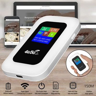 Tragbarer 4G WLAN Router Mobiler Hotspot Mit 2100mAh Akku für Autoreisen Outdoor - Bild 1 von 4