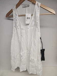 Chloe K weiß creme elfenbein Spitze ärmellos Boho Top Damengröße XS neu mit Etikett - Bild 1 von 11