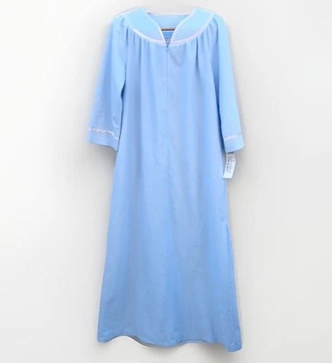 Nuevo Camisón Adonna Bata Mujer Mediano 1/2 Cremallera Largo Completo Manga Larga Azul De Colección Foto 1 de 4