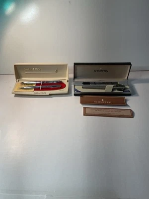 De colección. Par, juego de bolígrafos y lápices cromados de punto blanco y juego de recarga de bolas de rodillo EE. UU. Foto 1 de 4