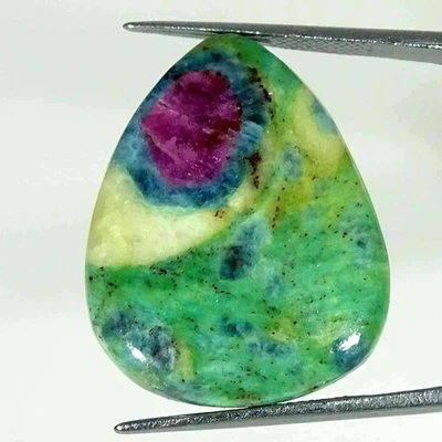 30.70Cts Natural Ruby in Fuchsite Pear Cabochon Loose Gemstone 22x28x5mm - Image 1 of 4