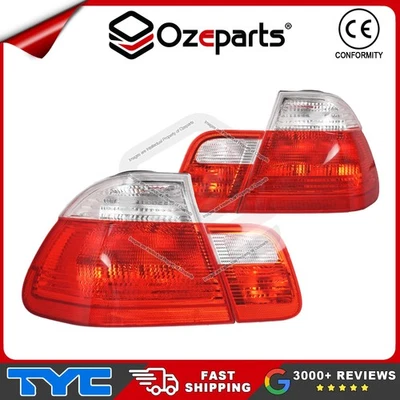 Pair LH+RH Tail Light + Boot Lid Light Clear For BMW 3 Series E46 Sedan 98~01 - Image 1 of 4