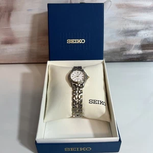 Orologio donna Seiko SXE586 Le Grand tono oro e argento quadrante bianco data - Foto 1 di 4