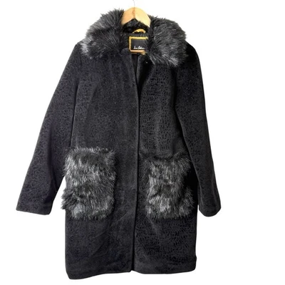 Sam Edelman Faux Fur Trim Coat Size S Leopard Print Collar Lined Plush Mob Wife - Image 1 of 4